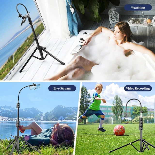 Alt view image 4 of 7 - Flexible Tripod for iPhone, 88" Tall Cellphone Tripod with Gooseneck, Phone Holder and Wireless Remote, Camera Phone Stand for Recording Filming, Compatible with iPhone/Android