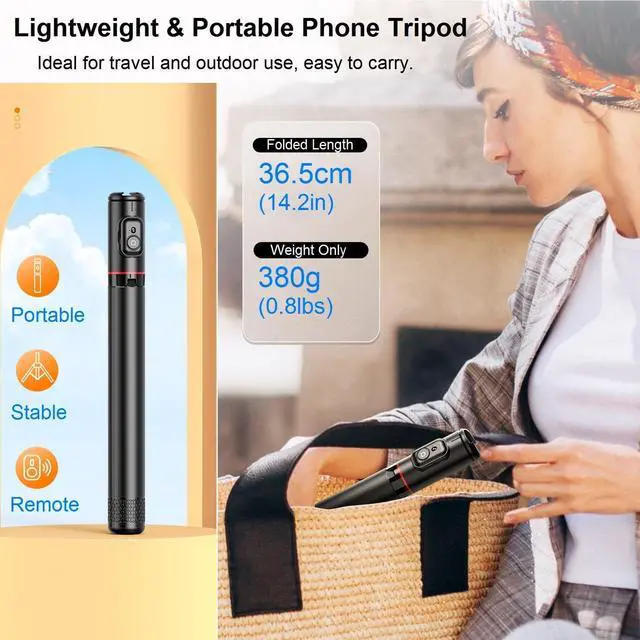 Alt view image 6 of 6 - 72" Phone Tripod & Selfie Stick - Tripod for iPhone Cell Phone Tripod Stand Holder w Cold Shoe Mount, Portable Travel Tripods for iPhone 16 15 14 13 Pro Max Android Video Recording Vlog