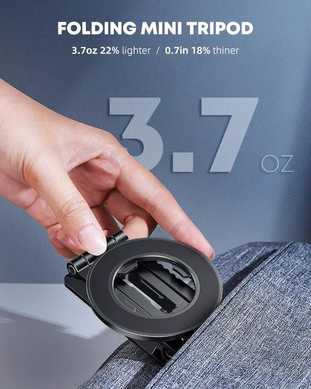 Alt view image 5 of 7 - Magnetic Pocket Phone Tripod Foldable Compatible with Magsafe for iPhone 16/15/14/13/12 Plus Pro Max Series, MG03 PRO Aluminium Smartphone Mini Tripod Cell Phone Stand Magnet Quick Mount