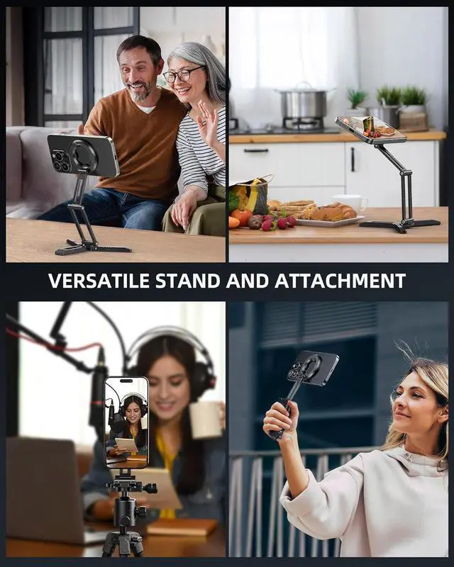 Alt view image 7 of 7 - Magnetic Pocket Phone Tripod Foldable Compatible with Magsafe for iPhone 16/15/14/13/12 Plus Pro Max Series, MG03 PRO Aluminium Smartphone Mini Tripod Cell Phone Stand Magnet Quick Mount