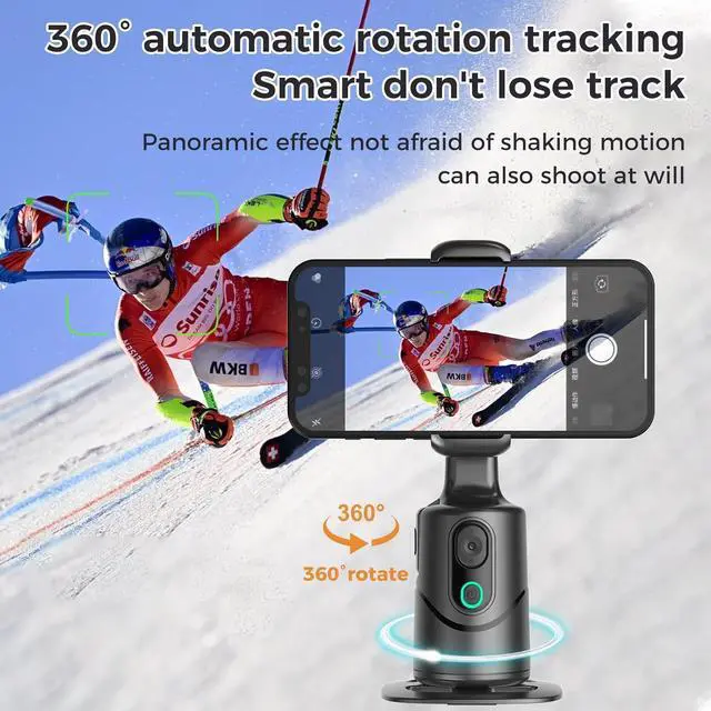 Alt view image 2 of 7 - Auto Face Tracking Phone Holder,No App Required,360° Rotation Phone Camera Stand with Remote and Gesture Control, Smart Shooting Tripod for Vlog/TIK Tok Live Streaming YouTube Video Recording