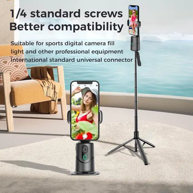 Alt view image 5 of 7 - Auto Face Tracking Phone Holder,No App Required,360° Rotation Phone Camera Stand with Remote and Gesture Control, Smart Shooting Tripod for Vlog/TIK Tok Live Streaming YouTube Video Recording
