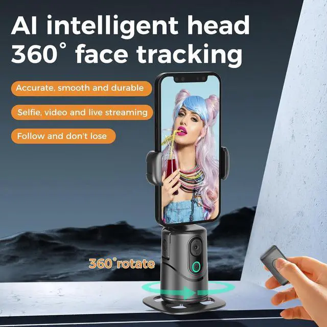 Alt view image 6 of 7 - Auto Face Tracking Phone Holder,No App Required,360° Rotation Phone Camera Stand with Remote and Gesture Control, Smart Shooting Tripod for Vlog/TIK Tok Live Streaming YouTube Video Recording