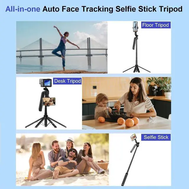 Alt view image 3 of 6 - Auto Face Tracking Tripod for iPhone, 360° Rotation Motion Sensor Phone Tripod Stand, 71" Extendable Smart Tracking Phone Holder Selfie Stick Tripods for iPhone Phones Camera Mount for Video Vlog