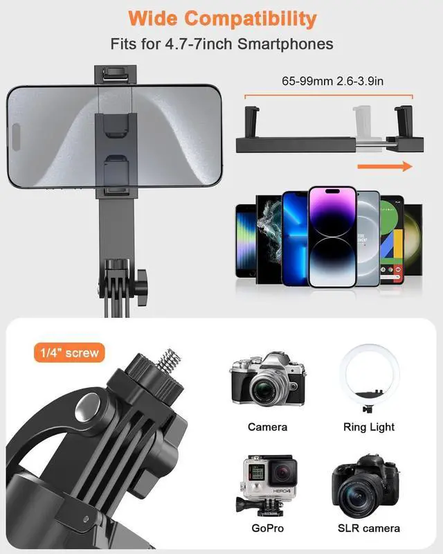 Alt view image 7 of 7 - 71 Auto Face Tracking Tripod for iPhone with Light,360° Rotating Phone Stand with Rechargeable Remote Control for TikTok Vlog Video Recording, Phone Tripod for Android Camera/GoPro/Ring Light