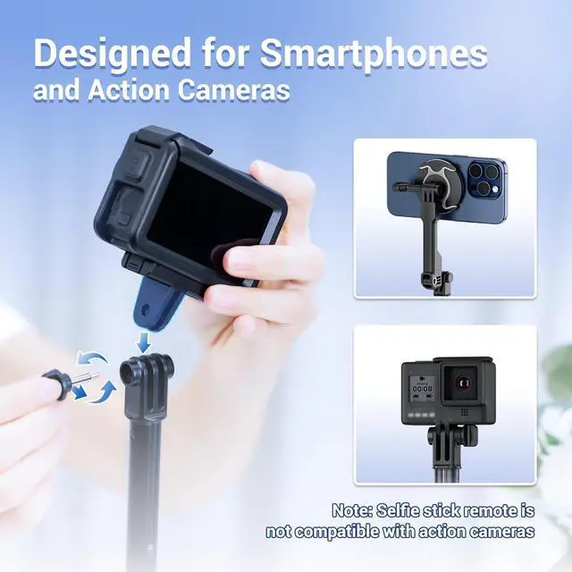 Alt view image 4 of 7 - KIWIFOTOS Mini Magnetic Tripod for iPhone MagSafe Selfie Stick with Wireless Remote for iPhone 16 15 14 Travel Vlogging Video Recording Cell Phone Tripod Stand for Samsung Google Pixel