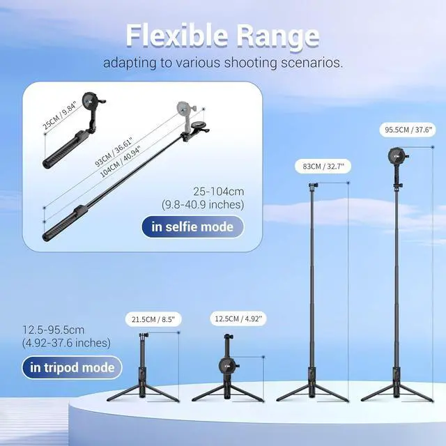 Alt view image 6 of 7 - KIWIFOTOS Mini Magnetic Tripod for iPhone MagSafe Selfie Stick with Wireless Remote for iPhone 16 15 14 Travel Vlogging Video Recording Cell Phone Tripod Stand for Samsung Google Pixel
