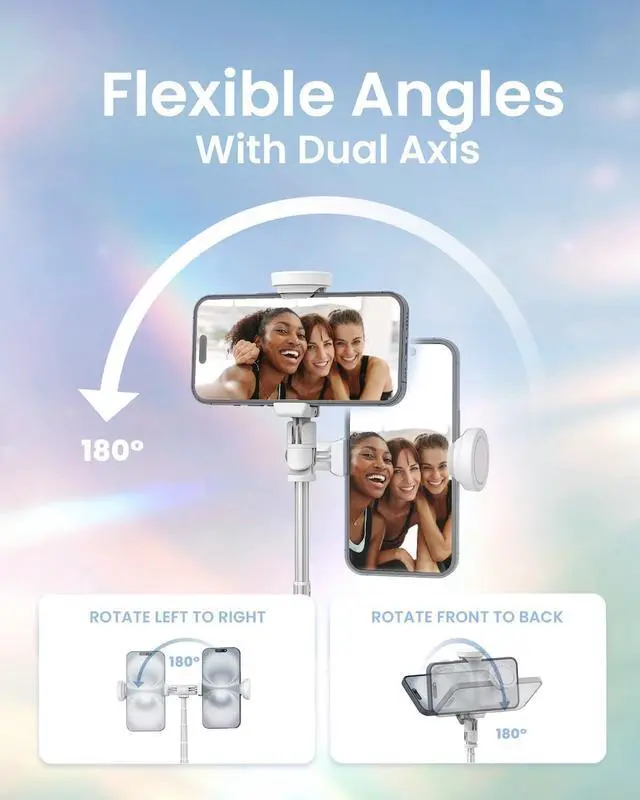 Alt view image 3 of 7 - Tripod for iPhone, 66 JustTap Phone Tripod, Selfie Stick Cell Phone Stand for Recording Travel, Content Creator Essentials, White
