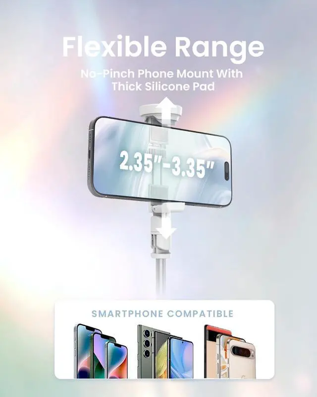 Alt view image 6 of 7 - Tripod for iPhone, 66 JustTap Phone Tripod, Selfie Stick Cell Phone Stand for Recording Travel, Content Creator Essentials, White