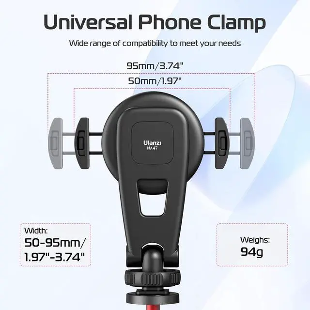 Alt view image 3 of 7 - ULANZI Magnetic iPhone Tripod Mount MA47, Magnet Phone Holder Adapter Tripod Clamp Compatible with MagSafe for iPhone 12 13 14 15 16 Plus Pro Max All Series and More