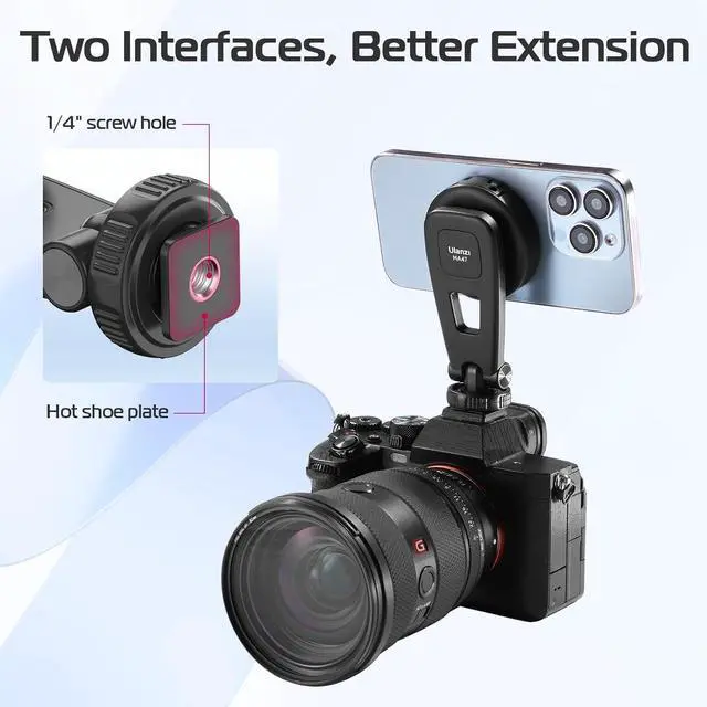 Alt view image 6 of 7 - ULANZI Magnetic iPhone Tripod Mount MA47, Magnet Phone Holder Adapter Tripod Clamp Compatible with MagSafe for iPhone 12 13 14 15 16 Plus Pro Max All Series and More