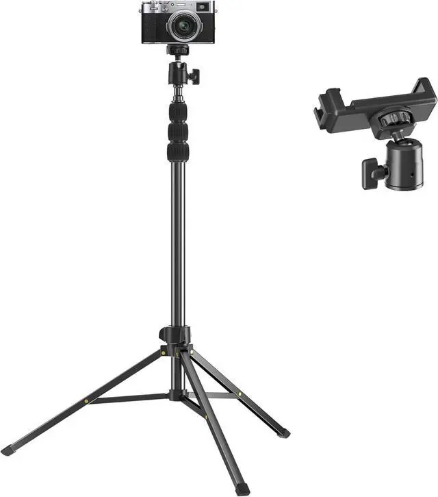 Main image of 67" Camera Tripod Stand, Compact Tripod for Camera with Phone Holder & Ball Head, Portable Aluminum DSLR Tripods for Cell Phone, Video Recording, Filming, Vlogging
