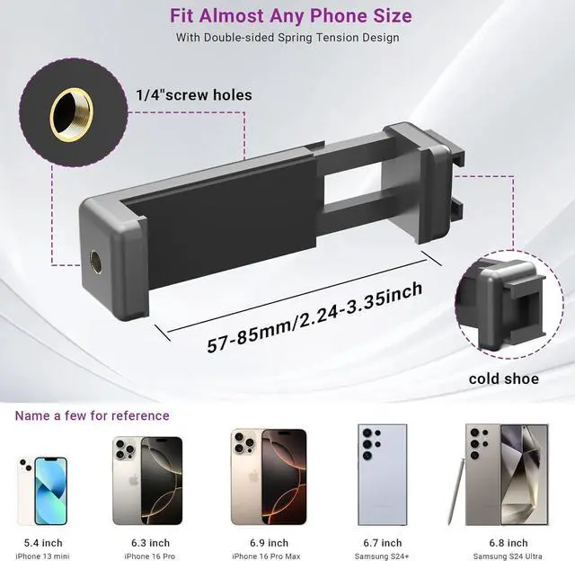 Alt view image 3 of 7 - 67" Camera Tripod Stand, Compact Tripod for Camera with Phone Holder & Ball Head, Portable Aluminum DSLR Tripods for Cell Phone, Video Recording, Filming, Vlogging