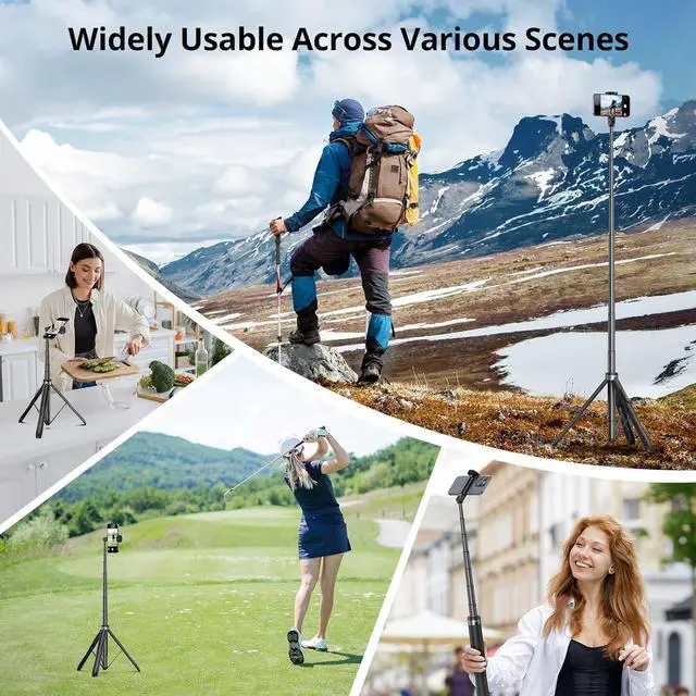 Alt view image 7 of 7 - SYNCWIRE 53.5" Phone Tripod, Selfie Stick Tripod with Bluetooth Remote, All-in-One Aluminum Phone Tripod Stand for 4-7 iPhone and Android Smartphones, Black