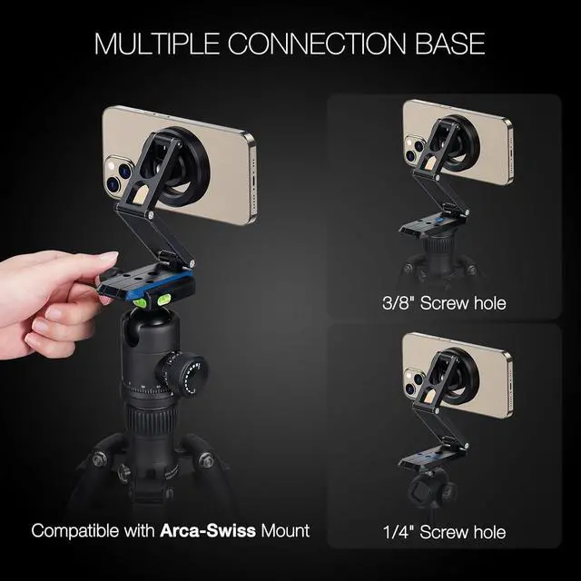 Alt view image 5 of 7 - Magnetic Pocket Phone Tripod Foldable Compatible with Magsafe for iPhone 15/14/13/12 Plus Pro Max Series, Mini Cell Phone Tripod Mount Handle Smartphone Desk Stand Travel All in One