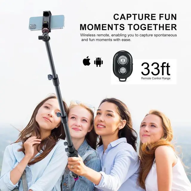Alt view image 4 of 7 - Selfie Stick & Tripod LINCO, Integrated, Heavy Duty, Lightweight, Bluetooth Remote for Apple & Android Devices, Separable Tripod Feet, Extends to 52", Black