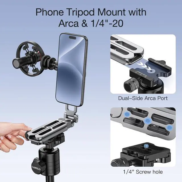Alt view image 4 of 7 - Magnetic Pocket Phone Tripod Foldable Compatible with Magsafe for iPhone 15/14/13/12 Plus Pro Max Series, MG-05 Plus Cell Phone Tripod Mount Handle Smartphone Desk Stand Travel All in One