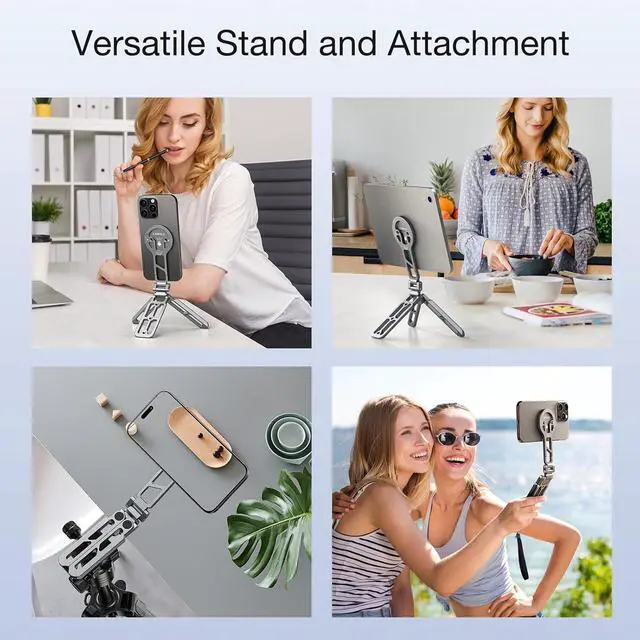 Alt view image 7 of 7 - Magnetic Pocket Phone Tripod Foldable Compatible with Magsafe for iPhone 15/14/13/12 Plus Pro Max Series, MG-05 Plus Cell Phone Tripod Mount Handle Smartphone Desk Stand Travel All in One