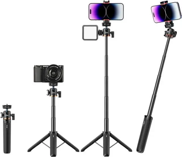Main image of VRIG 20.1" Mini Extendable Camera Tripod 360° Ball Head Camera Tripod 4 Levels Adjustment with Cold Shoe Selfie Stick Tripod for 1/4" Action Camera