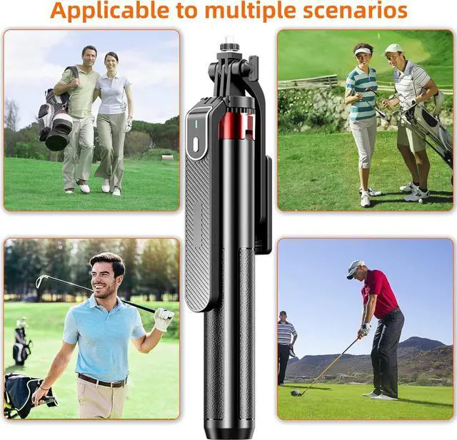 Alt view image 5 of 7 - Monopod and Tripod Selfie Stick to Record Golf Swing - Etendable Cell Phone Tripod Stand with Wireless Remote and Phone Holder, Golf Training Aid - Compatible with All iPhone Android Phone