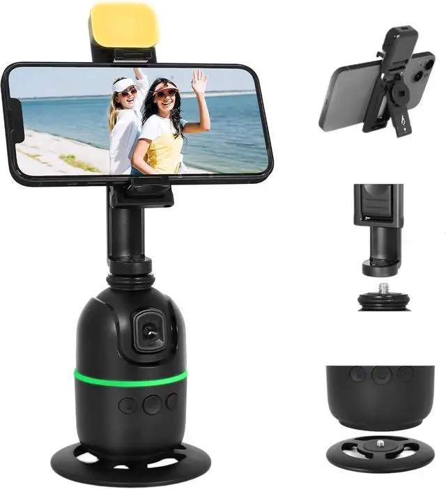 Main image of KozyOne Auto Face/Body Tracking Tripod, No App Required, 360° Rotation Phone Holder with Fill Light, Auto Tracking Phone Stand, Smart Gesture Control, for Vlog, Tiktok, Streaming, Zoom