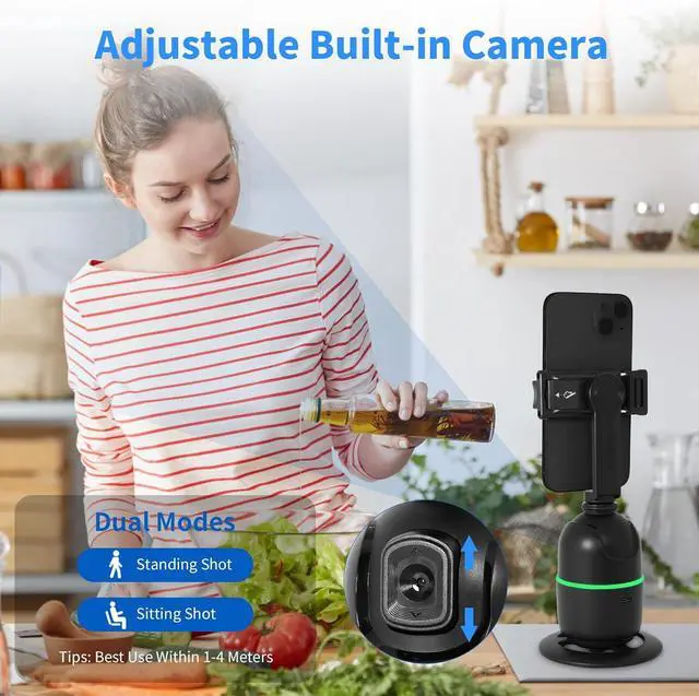 Alt view image 3 of 6 - KozyOne Auto Face/Body Tracking Tripod, No App Required, 360° Rotation Phone Holder with Fill Light, Auto Tracking Phone Stand, Smart Gesture Control, for Vlog, Tiktok, Streaming, Zoom