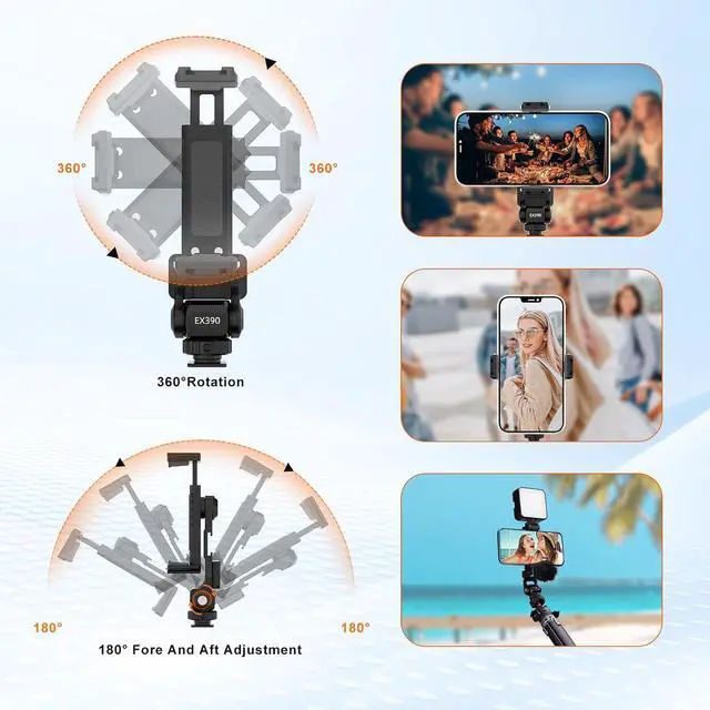 Alt view image 3 of 7 - COMAN EX390 Extendable Mini Camera Tripod, Desktop Stand with Metal Phone Tripod Mount, Tabletop Tripod with 1/4" Screw for DSLR Camera Webcam Phone Holder Selfie Stick Vlog