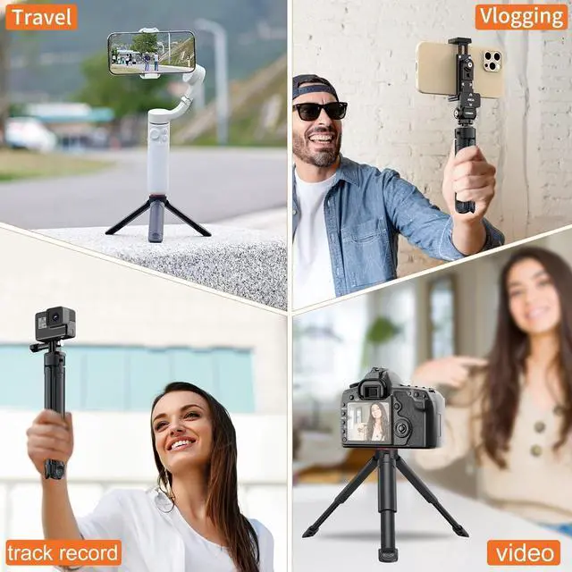 Alt view image 7 of 7 - COMAN EX390 Extendable Mini Camera Tripod, Desktop Stand with Metal Phone Tripod Mount, Tabletop Tripod with 1/4" Screw for DSLR Camera Webcam Phone Holder Selfie Stick Vlog