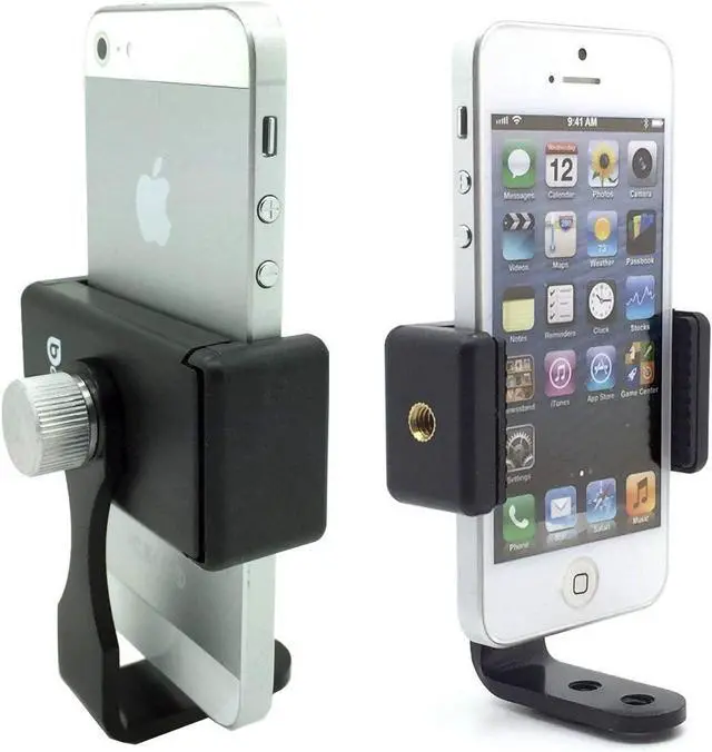 Alt view image 3 of 5 - AccessoryBasics 360° Swivel Smartphone Holder with 5/8" Metal Tripod Microphone Mic Stand Adapter Mount for All Smartphones