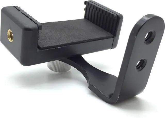 Alt view image 5 of 5 - AccessoryBasics 360° Swivel Smartphone Holder with 5/8" Metal Tripod Microphone Mic Stand Adapter Mount for All Smartphones