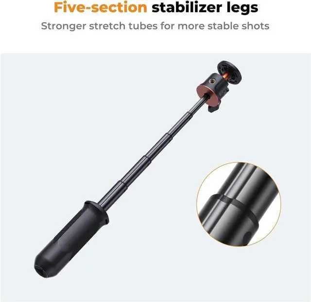 Alt view image 6 of 7 - K&F Concept Selfie Stick Tripod, Handheld Tripod Small Camera Tripod Max Load Capacity 2kg, 1/4" Screw Universal for Sony A1 II A7 IV ZV-1F Canon G7X EOS R5D R6 Mark II DJI OSMO Pocket 3.(Black)