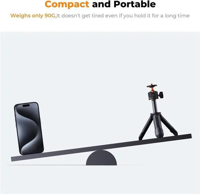Alt view image 5 of 7 - K&F Concept Selfie Stick Tripod, Handheld Tripod Small Camera Tripod Max Load Capacity 2kg, 1/4" Screw Universal for Sony A1 II A7 IV ZV-1F Canon G7X EOS R5D R6 Mark II DJI OSMO Pocket 3.(Black)