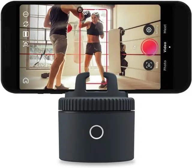 Main image of Pivo Sports Lite Pack Auto Tracking Phone Holder, 360° Rotation Phone Stand for Sports Training, Racket Sports, Tennis, Gym, Basketball Video Tracker, Handsfree Photo & Video Recording - Gray
