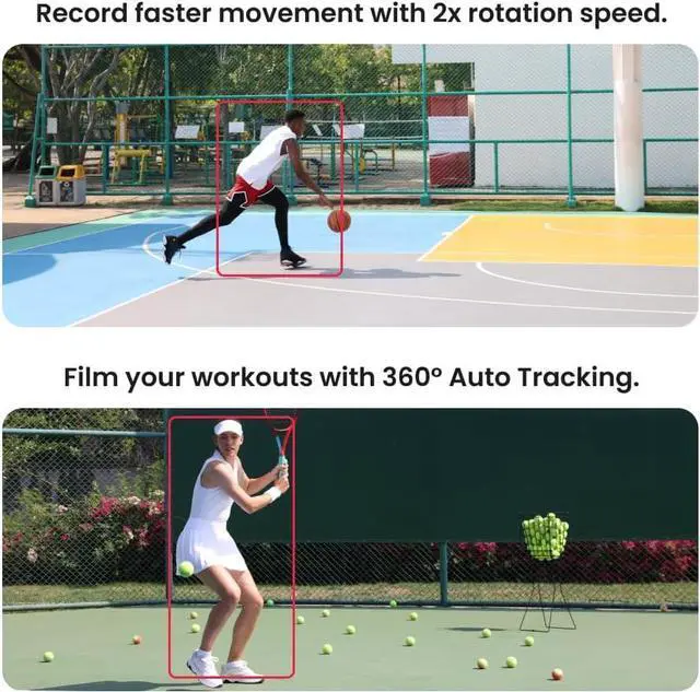 Alt view image 4 of 7 - Pivo Sports Lite Pack Auto Tracking Phone Holder, 360° Rotation Phone Stand for Sports Training, Racket Sports, Tennis, Gym, Basketball Video Tracker, Handsfree Photo & Video Recording - Gray
