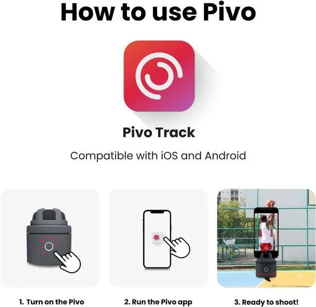 Alt view image 7 of 7 - Pivo Sports Lite Pack Auto Tracking Phone Holder, 360° Rotation Phone Stand for Sports Training, Racket Sports, Tennis, Gym, Basketball Video Tracker, Handsfree Photo & Video Recording - Gray