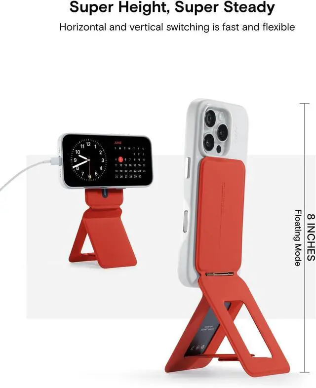 Alt view image 2 of 7 - MOFT Phone Tripod Stand Selfie Stick for iPhone, Multi-Angles iPhone Stand, Lightweight & Portable Phone Holder, Strong Magnets, MOVAS Vegan Leather, Travel Essentials, Sunset (Without Card Slot)