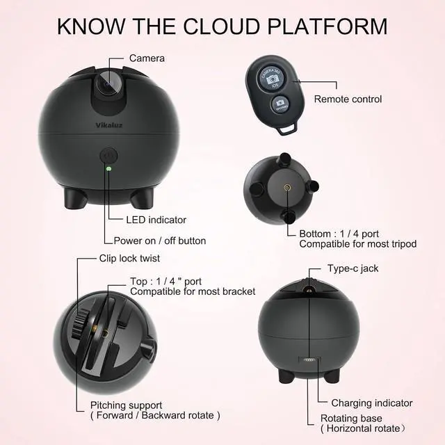 Alt view image 3 of 7 - Auto Tracking Phone Holder, Auto Face Tracking Tripod, 360° Rotation Face Body Phone Tracking Tripod, AI-Powered Face Tracking,No APP Live Vlog Tiktok Video-Gunmetal Grey, Pink