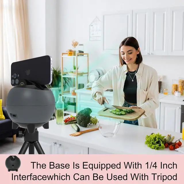 Alt view image 5 of 7 - Auto Tracking Phone Holder, Auto Face Tracking Tripod, 360° Rotation Face Body Phone Tracking Tripod, AI-Powered Face Tracking,No APP Live Vlog Tiktok Video-Gunmetal Grey, Pink