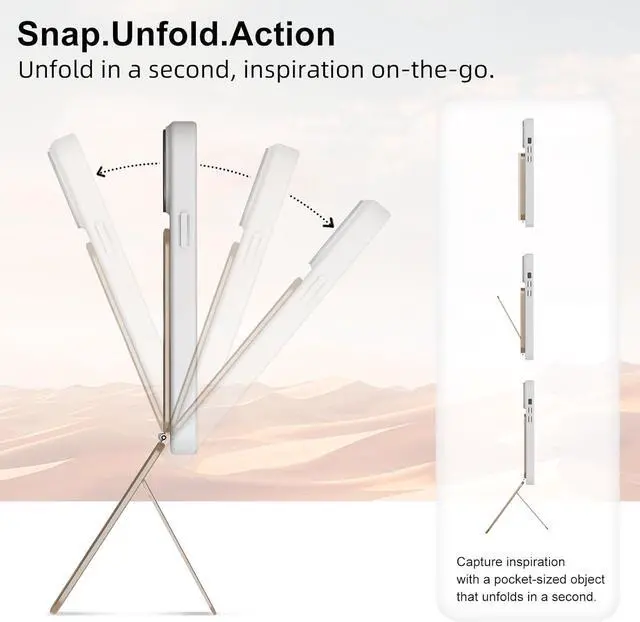 Alt view image 3 of 6 - Phone Tripod Stand, Aluminum Alloy Mini Tripod Compatible with Magsafe iPhone 16/15/14/13/12 Series, Foldable Strong Magnetic Phone Stand, Mult-Angle Adjustment Selfie StickDesert Gold