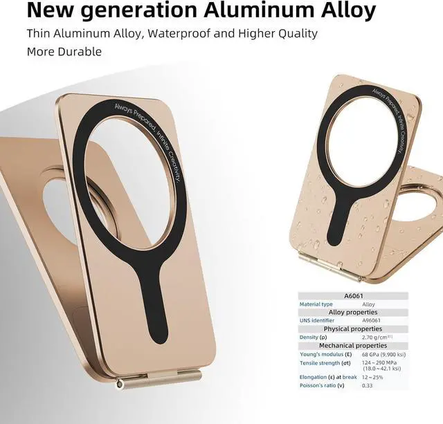 Alt view image 5 of 6 - Phone Tripod Stand, Aluminum Alloy Mini Tripod Compatible with Magsafe iPhone 16/15/14/13/12 Series, Foldable Strong Magnetic Phone Stand, Mult-Angle Adjustment Selfie StickDesert Gold