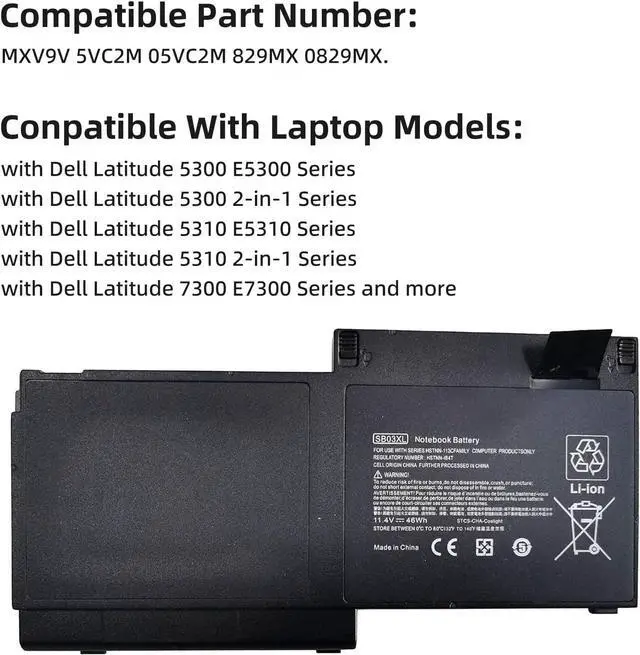 Alt view image 3 of 6 - SB03 SB03XL Laptop Battery Replacement Compatible with Hp Elitebook 720 725 820 825 G1/G2 Series, SB03046XL E7U25AA HSTNN-L13C HSTNN-IB4T HSTNN-IB4S HSTNN-LB4T 716726-421 717378-001 11.4V 46Wh