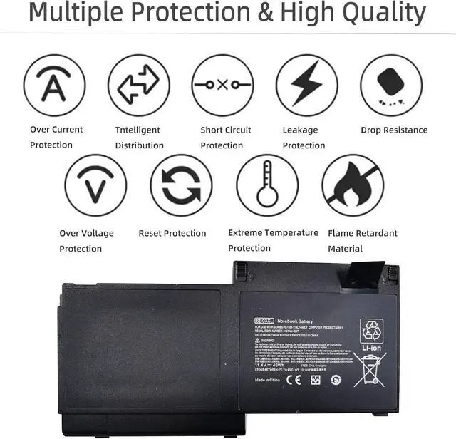 Alt view image 4 of 6 - SB03 SB03XL Laptop Battery Replacement Compatible with Hp Elitebook 720 725 820 825 G1/G2 Series, SB03046XL E7U25AA HSTNN-L13C HSTNN-IB4T HSTNN-IB4S HSTNN-LB4T 716726-421 717378-001 11.4V 46Wh