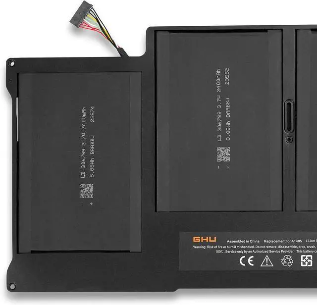Alt view image 3 of 7 - GHU A1466 Replacement Battery for MacBook Air 13 Inch A1466(mid 2012-2017) A1369(2010-2011) A1496 A1405 A1377(EMC 2925) 7.3V 50Wh 6700Mah