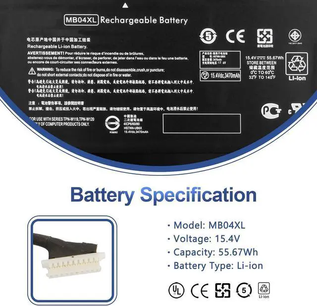 Alt view image 2 of 7 - MB04XL Laptop Battery for HP Envy X360 Convertible M6-AQ000 M6-AQ105DX M6-AQ103DX M6-AQ003DX M6-AQ105DX M6-AR004DX 15-AQ 15-AQ005NA AQ101NG AQ015NR AQ273CL AQ173CL 15t-AQ200 844204-850 843538-541
