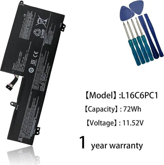 Alt view image 2 of 7 - L16C6PC1 Laptop Battery Replacement for Lenovo Yoga 720 720-15 720-15Ikb Series Notebook L16M6PC1 L16L6PC1 5B10M53745 5B10M53743 5B10M53744 11.52V 72Wh 6268mAh