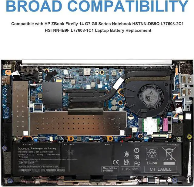 Alt view image 4 of 7 - TREE.NB AC Doctor INC FK890 UW280 (Shape-A) CC03XL Battery for HP ZBook Firefly 14 G7 G8 Series Notebook HSTNN-DB9Q L77608-2C1 HSTNN-IB9F L77608-1C1