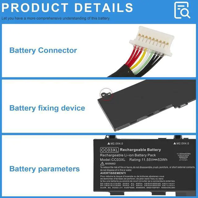 Alt view image 5 of 7 - TREE.NB AC Doctor INC FK890 UW280 (Shape-A) CC03XL Battery for HP ZBook Firefly 14 G7 G8 Series Notebook HSTNN-DB9Q L77608-2C1 HSTNN-IB9F L77608-1C1