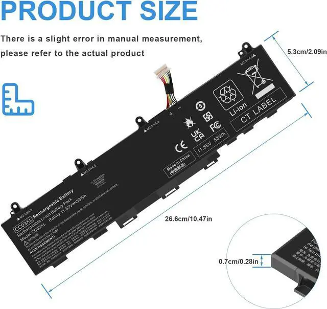 Alt view image 6 of 7 - TREE.NB AC Doctor INC FK890 UW280 (Shape-A) CC03XL Battery for HP ZBook Firefly 14 G7 G8 Series Notebook HSTNN-DB9Q L77608-2C1 HSTNN-IB9F L77608-1C1