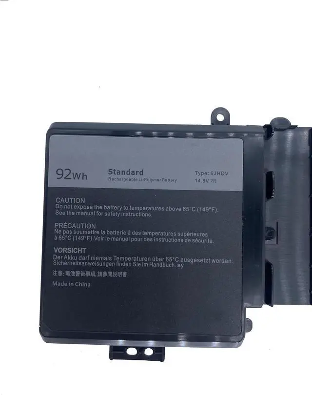 Alt view image 2 of 5 - 6JHDV Replacement Laptop Battery Compatible with Dell 17 R2, 17 R3 P43F001 P43F002 ALW17ED-1728 2728 3728 3828 4718 Notebook 6JHCY 5046J 05046J YKWXX 0YKWXX - 14.8V 92Wh