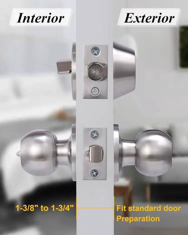 Alt view image 6 of 7 - 2 Sets All Keyed Same Entry Door Knob and Single Cylinder Deadbolt Combo Set, Round Ball Satin Nickel Exterior Door Knobs with Lock and Keys for Entrance and Front Door